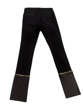 J Brand Alley Cat Black convertible Ankle Crop Pants Zipper off leather size 27